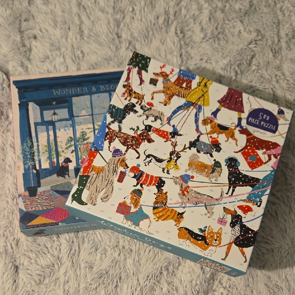 Galison Wonder & Bloom + Winter Dogs 500 Piece Puzzle
